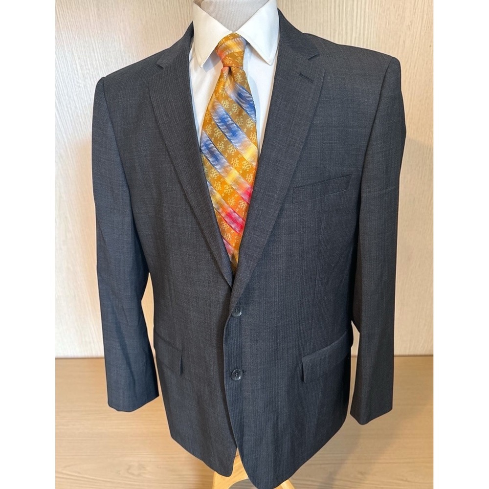 Mantoni Super Fine 100% Wool Blazer Jacket Mens Sz 46R Gray Plaid Sport Coat